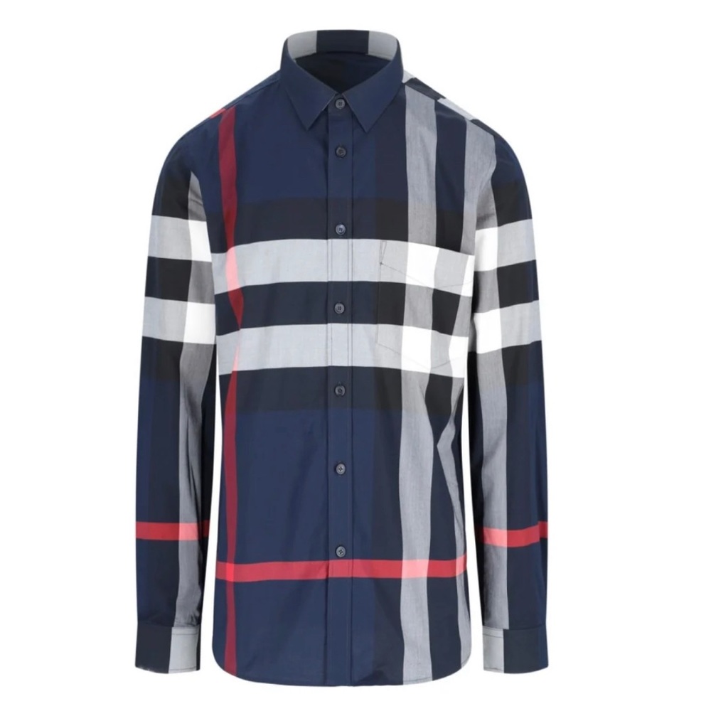 Burberry check navy cotton blend shirt